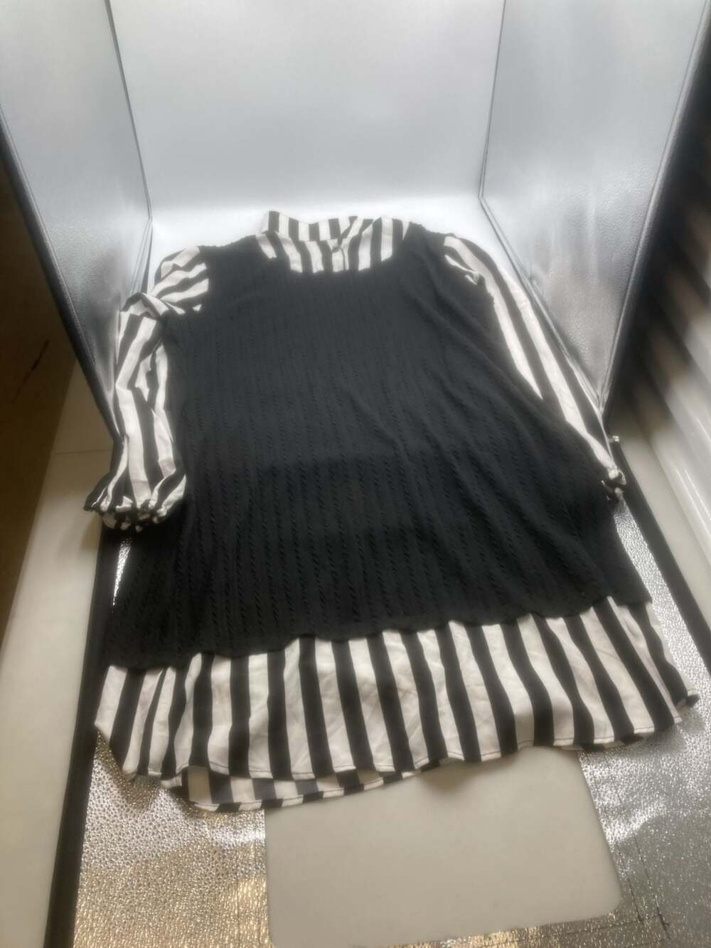 SHEIN Clasi Women Casual Striped Long Sleeve 2-in-1 Dress